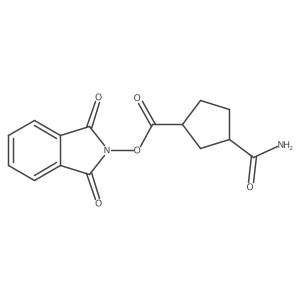rac-1,3-dioxo-2,3-dihydro-1H-isoindol-2-yl (1R,3S)-3-carbamoylcyclopentane-1-carboxylate结构式