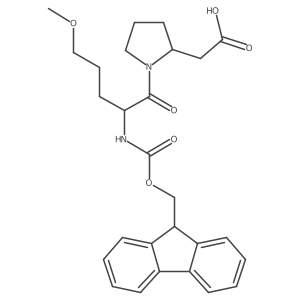 2-[(2R)-1-[2-({[(9H-fluoren-9-yl)methoxy]carbonyl}amino)-5-methoxypentanoyl]pyrrolidin-2-yl]acetic acid Structure