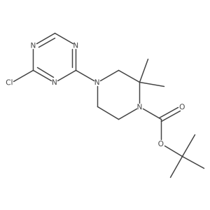 Tert-butyl 4-(4-chloro-1,3,5-triazin-2-yl)-2,2-dimethylpiperazine-1-carboxylate结构式