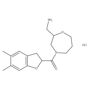 [2-(Aminomethyl)-1,4-oxazepan-4-yl]-(5,6-dimethyl-2,3-dihydro-1-benzofuran-2-yl)methanone;hydrochloride结构式