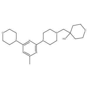 4-({4-[4-Methyl-6-(morpholin-4-yl)pyrimidin-2-yl]piperazin-1-yl}methyl)oxan-4-ol结构式