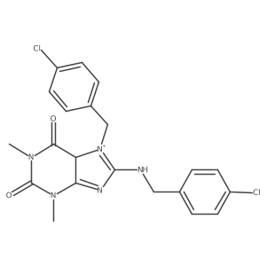 7-[(4-chlorophenyl)methyl]-8-[(4-chlorophenyl)methylamino]-1,3-dimethyl-5H-purin-7-ium-2,6-dione Structure
