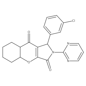 1-(3-chlorophenyl)-2-pyrimidin-2-yl-4a,5,6,7,8,8a-hexahydro-1H-chromeno[2,3-c]pyrrole-3,9-dione结构式