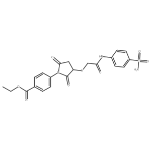 ethyl 4-[2,5-dioxo-3-[2-oxo-2-(4-sulfamoylanilino)ethyl]sulfanyl-pyrrolidin-1-yl]benzoate Structure
