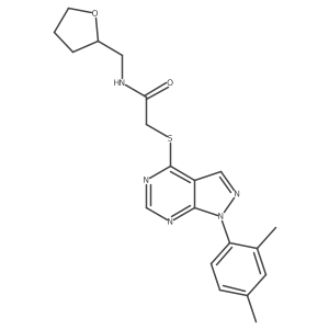 2-((1-(2,4-dimethylphenyl)-1H-pyrazolo[3,4-d]pyrimidin-4-yl)thio)-N-((tetrahydrofuran-2-yl)methyl)acetamide Structure