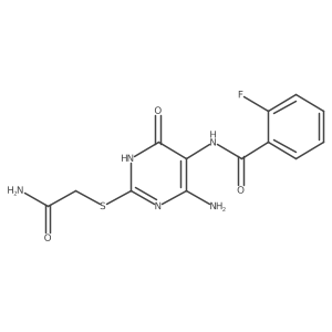 N-(4-amino-2-((2-amino-2-oxoethyl)thio)-6-oxo-1,6-dihydropyrimidin-5-yl)-2-fluorobenzamide Structure