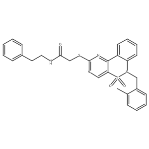 2-((6-(2-methylbenzyl)-5,5-dioxido-6H-benzo[c]pyrimido[4,5-e][1,2]thiazin-2-yl)thio)-N-phenethylacetamide结构式
