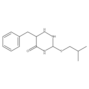 6-Benzyl-3-(2-methylpropylsulfanyl)-1,2,4-triazinan-5-one Structure