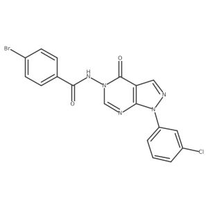 4-bromo-N-(1-(3-chlorophenyl)-4-oxo-1H-pyrazolo[3,4-d]pyrimidin-5(4H)-yl)benzamide结构式