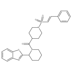 2-{1-[1-(2-Phenylethenesulfonyl)piperidine-4-carbonyl]piperidin-2-yl}-1,3-benzothiazole Structure