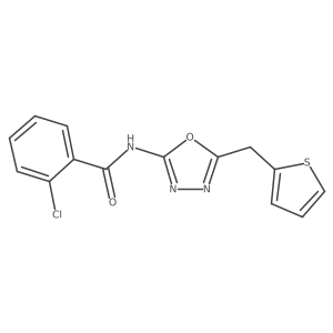 2-chloro-N-(5-(thiophen-2-ylmethyl)-1,3,4-oxadiazol-2-yl)benzamide结构式
