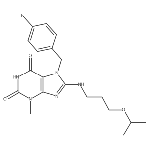 7-(4-fluorobenzyl)-8-((3-isopropoxypropyl)amino)-3-methyl-1H-purine-2,6(3H,7H)-dione Structure