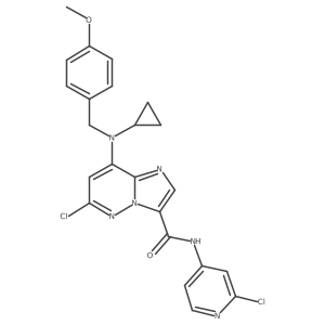 6-chloro-N-(2-chloropyridin-4-yl)-8-(cyclopropyl(4-methoxybenzyl)amino)imidazo[1,2-b]pyridazine-3-carboxamide结构式