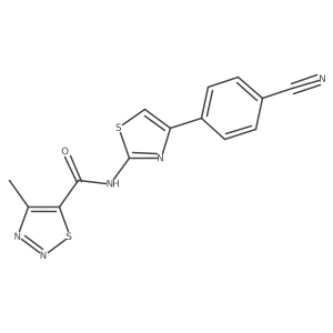 N-(4-(4-cyanophenyl)thiazol-2-yl)-4-methyl-1,2,3-thiadiazole-5-carboxamide结构式