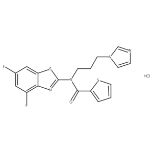 N-(3-(1H-imidazol-1-yl)propyl)-N-(4,6-difluorobenzo[d]thiazol-2-yl)thiophene-2-carboxamide hydrochloride结构式