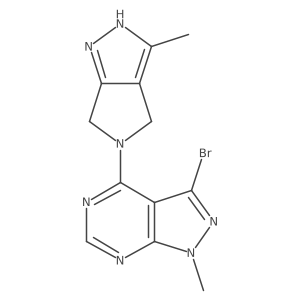 3-bromo-1-methyl-4-(3-methylpyrrolo[3,4-c]pyrazol-5(1H,4H,6H)-yl)-1H-pyrazolo[3,4-d]pyrimidine结构式