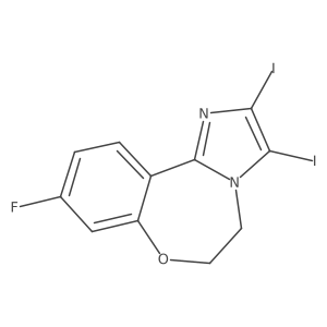9-Fluoro-2,3-diiodo-5,6-dihydrobenzo[f]imidazo[1,2-d][1,4]oxazepine结构式