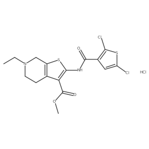 Methyl 2-(2,5-dichlorothiophene-3-carboxamido)-6-ethyl-4,5,6,7-tetrahydrothieno[2,3-c]pyridine-3-carboxylate hydrochloride Structure