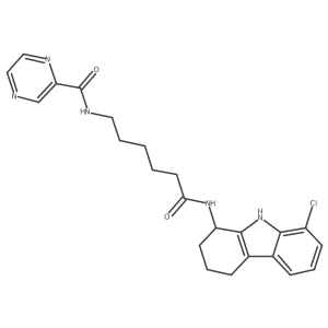N-(6-((8-chloro-2,3,4,9-tetrahydro-1H-carbazol-1-yl)amino)-6-oxohexyl)pyrazine-2-carboxamide结构式