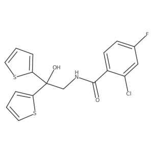 2-chloro-4-fluoro-N-(2-hydroxy-2,2-di(thiophen-2-yl)ethyl)benzamide Structure