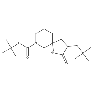 Tert-butyl 3-(2,2-dimethylpropyl)-2-oxo-1,7-diazaspiro[4.5]decane-7-carboxylate结构式