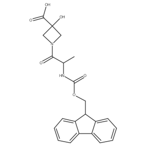 1-[(2S)-2-({[(9H-fluoren-9-yl)methoxy]carbonyl}amino)propanoyl]-3-hydroxyazetidine-3-carboxylic acid结构式