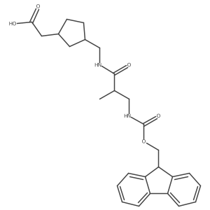 2-(3-{[3-({[(9H-fluoren-9-yl)methoxy]carbonyl}amino)-2-methylpropanamido]methyl}cyclopentyl)acetic acid结构式