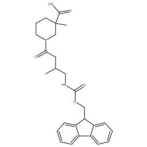 1-[4-({[(9H-fluoren-9-yl)methoxy]carbonyl}amino)-3-methylbutanoyl]-3-methylpiperidine-3-carboxylic acid结构式