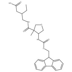 3-({[4-({[(9H-fluoren-9-yl)methoxy]carbonyl}amino)-3-methyloxolan-3-yl]formamido}methyl)pentanoic acid结构式