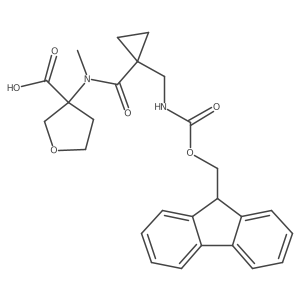 3-{N-methyl1-[({[(9H-fluoren-9-yl)methoxy]carbonyl}amino)methyl]cyclopropaneamido}oxolane-3-carboxylic acid结构式