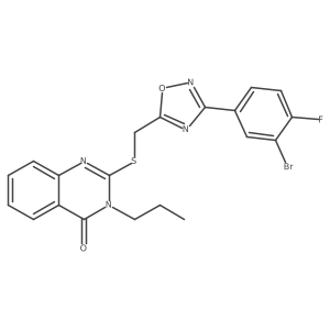 2-(((3-(3-bromo-4-fluorophenyl)-1,2,4-oxadiazol-5-yl)methyl)thio)-3-propylquinazolin-4(3H)-one结构式