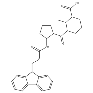 rac-(2R,3R)-1-[2-({[(9H-fluoren-9-yl)methoxy]carbonyl}amino)cyclopentanecarbonyl]-2-methylpiperidine-3-carboxylic acid结构式
