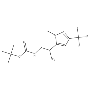 tert-butyl N-{2-amino-2-[1-methyl-3-(trifluoromethyl)-1H-pyrazol-5-yl]ethyl}carbamate Structure