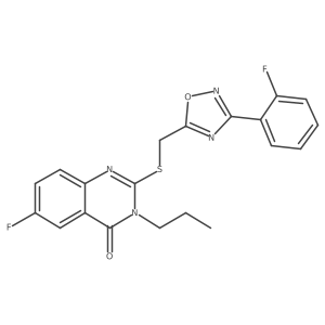 6-Fluoro-2-({[3-(2-fluorophenyl)-1,2,4-oxadiazol-5-yl]methyl}sulfanyl)-3-propyl-3,4-dihydroquinazolin-4-one结构式