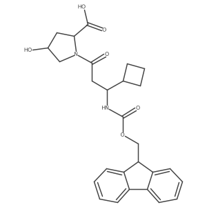 (2S,4S)-1-[3-cyclobutyl-3-({[(9H-fluoren-9-yl)methoxy]carbonyl}amino)propanoyl]-4-hydroxypyrrolidine-2-carboxylic acid Structure