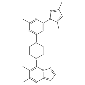 4-(3,5-dimethyl-1H-pyrazol-1-yl)-6-(4-{5,6-dimethyl-[1,2,4]triazolo[1,5-a]pyrimidin-7-yl}piperazin-1-yl)-2-methylpyrimidine Structure