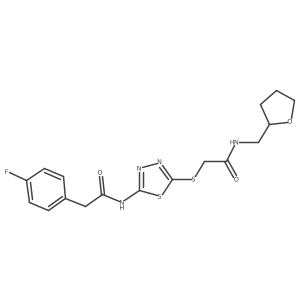 2-({5-[2-(4-fluorophenyl)acetamido]-1,3,4-thiadiazol-2-yl}sulfanyl)-N-[(oxolan-2-yl)methyl]acetamide Structure