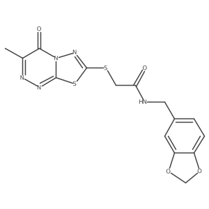 N-[(2H-1,3-benzodioxol-5-yl)methyl]-2-({3-methyl-4-oxo-4H-[1,3,4]thiadiazolo[2,3-c][1,2,4]triazin-7-yl}sulfanyl)acetamide结构式