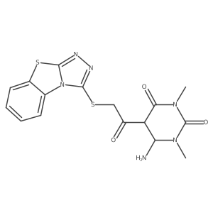 6-Amino-1,3-dimethyl-5-[2-([1,2,4]triazolo[3,4-b][1,3]benzothiazol-1-ylsulfanyl)acetyl]-1,3-diazinane-2,4-dione结构式