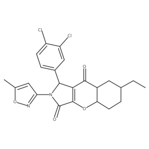 1-(3,4-dichlorophenyl)-7-ethyl-2-(5-methyl-1,2-oxazol-3-yl)-4a,5,6,7,8,8a-hexahydro-1H-chromeno[2,3-c]pyrrole-3,9-dione Structure
