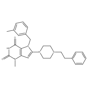 3-methyl-7-(3-methylbenzyl)-8-(4-phenethylpiperazin-1-yl)-1H-purine-2,6(3H,7H)-dione Structure