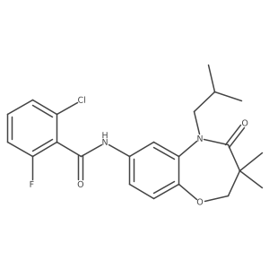 2-chloro-6-fluoro-N-(5-isobutyl-3,3-dimethyl-4-oxo-2,3,4,5-tetrahydrobenzo[b][1,4]oxazepin-7-yl)benzamide结构式