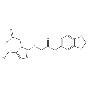 2-((1-(2-amino-2-oxoethyl)-5-(hydroxymethyl)-1H-imidazol-2-yl)thio)-N-(benzo[d][1,3]dioxol-5-yl)acetamide Structure