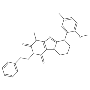 9-(2-methoxy-5-methylphenyl)-1-methyl-3-phenethyl-6,7,8,9-tetrahydropyrimido[2,1-f]purine-2,4(1H,3H)-dione结构式