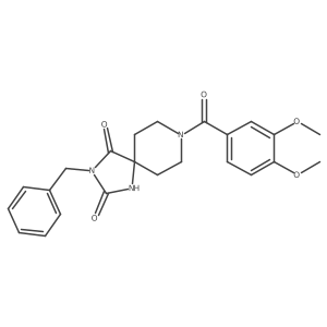 3-Benzyl-8-(3,4-dimethoxybenzoyl)-1,3,8-triazaspiro[4.5]decane-2,4-dione结构式