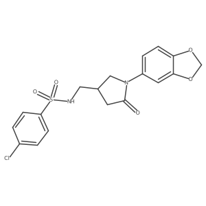 N-((1-(benzo[d][1,3]dioxol-5-yl)-5-oxopyrrolidin-3-yl)methyl)-4-chlorobenzenesulfonamide Structure