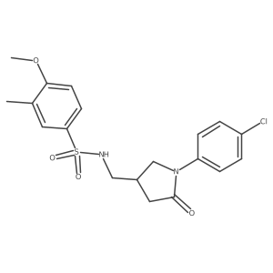N-((1-(4-chlorophenyl)-5-oxopyrrolidin-3-yl)methyl)-4-methoxy-3-methylbenzenesulfonamide结构式