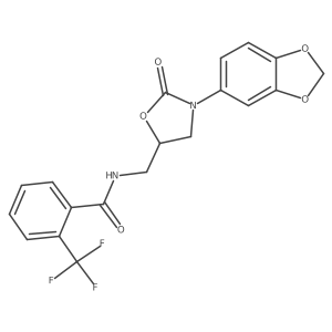 N-((3-(benzo[d][1,3]dioxol-5-yl)-2-oxooxazolidin-5-yl)methyl)-2-(trifluoromethyl)benzamide Structure