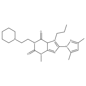 8-(3,5-dimethylpyrazol-1-yl)-3-methyl-1-(2-piperidin-1-ylethyl)-7-propyl-5H-purin-7-ium-2,6-dione结构式