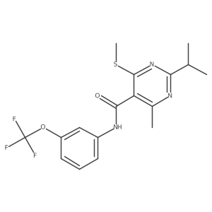 4-methyl-6-(methylsulfanyl)-2-(propan-2-yl)-N-[3-(trifluoromethoxy)phenyl]pyrimidine-5-carboxamide结构式
